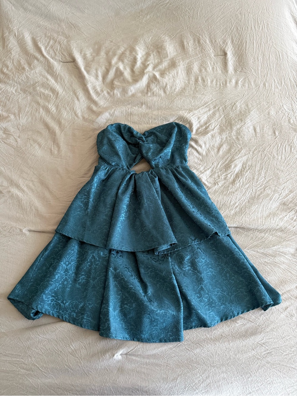 Lucy in the Sky Teal Jacquard Layered Party Dress